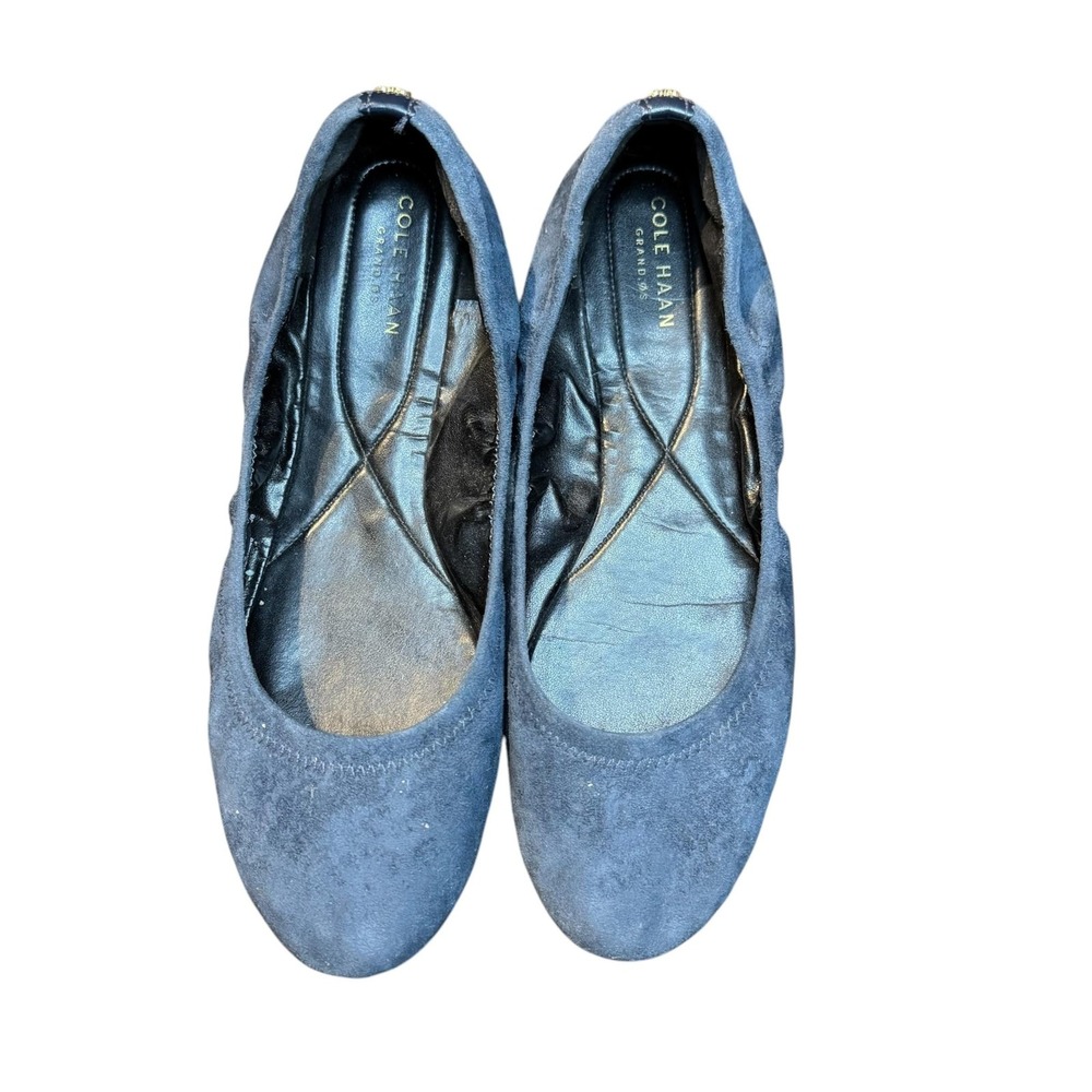 Cole Haan Grand.OS Womens 8 Blue Suede Ballet Flats Comfort Casual W04526